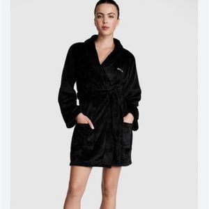 VS Pink Black Plush Robe